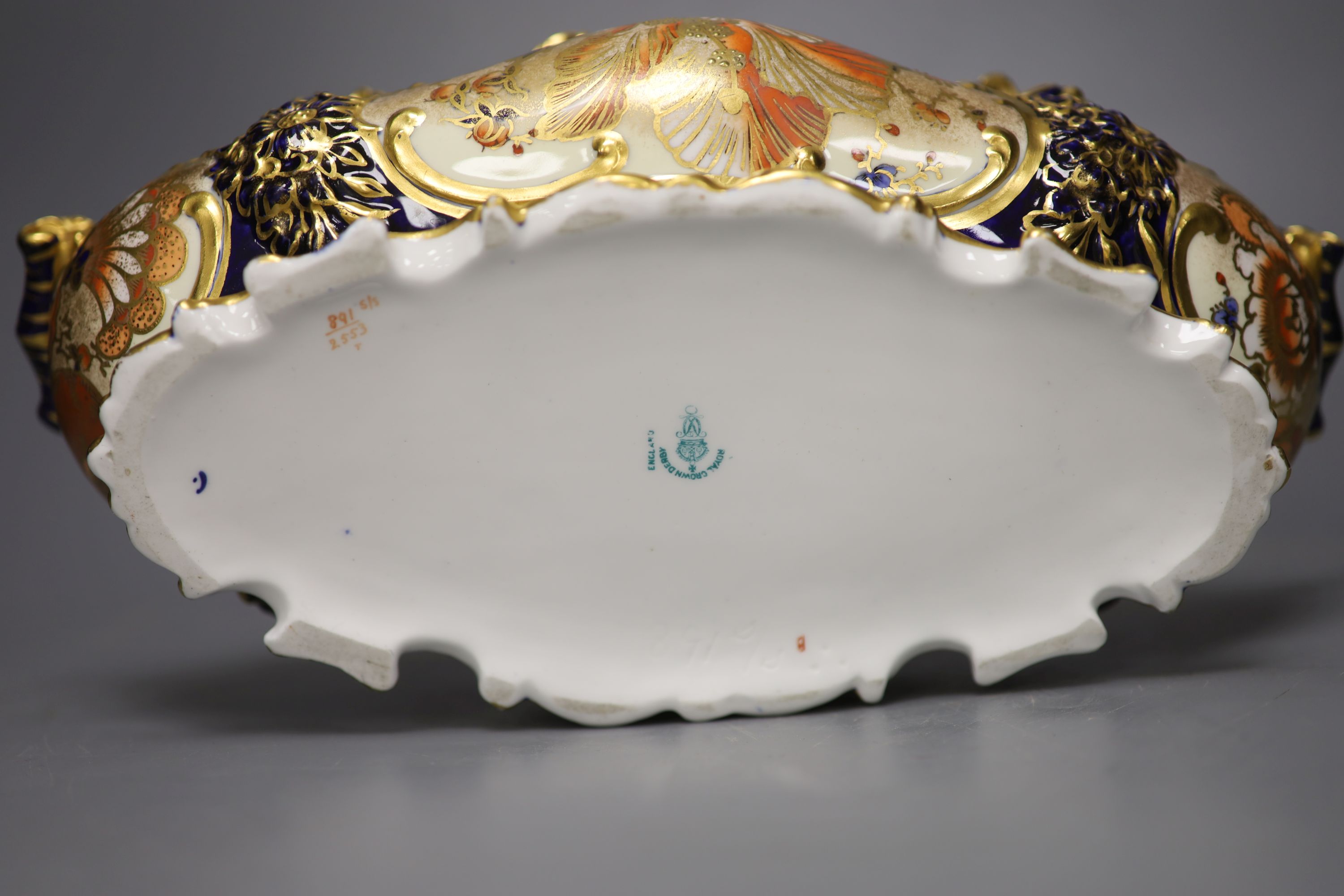 A Royal Crown Derby Imari pattern jardiniere, W 30cm
